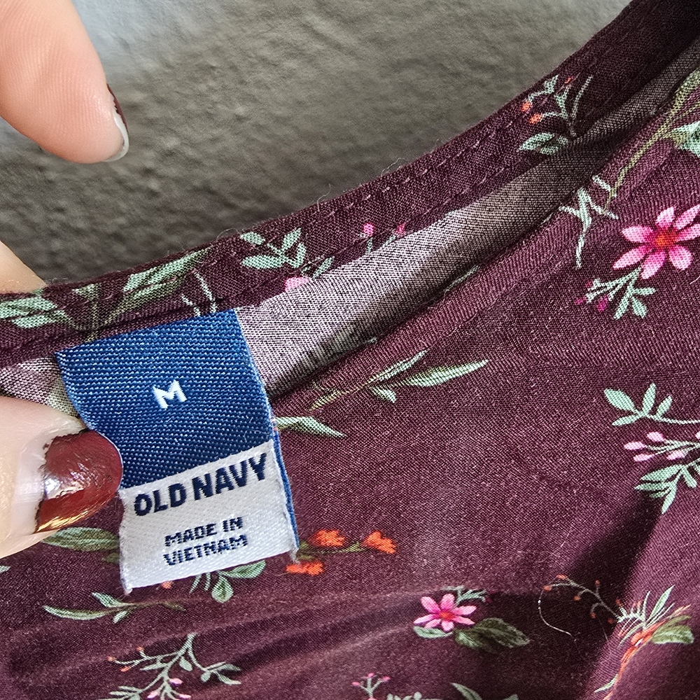 Old Navy Burgundy Floral Long Sleeve Dress - Picture 3 of 3
